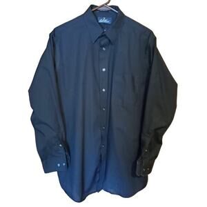 Bill Blass Signature Mens Sz 16 32/33 Dress shirt Black Button Up‎ Long Sleeve